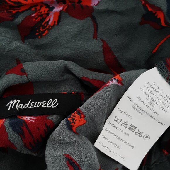 Madewell Silk Wrap Long Sleeve Blouse in Winter Floral Orchid - Picture 9 of 11